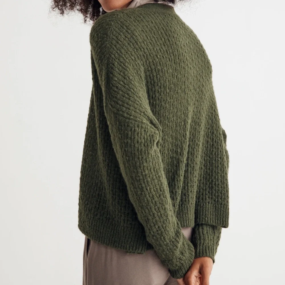 Madewell Mayfair Sweater Cardigan in Hthr Pine - Picture 3 of 12